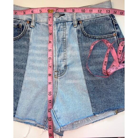 PACSUN 2-Tone Denim Patch High-Rise Icon Jean Shorts Size 26 - Picture 6 of 6